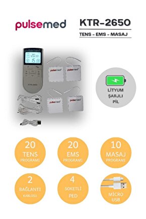 Entegre Elektronik Terapi Cihazı Tens + Ems + Masaj ( Şarj Edilebilir )