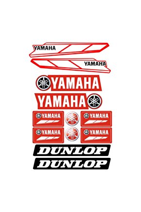 Yamaha Motosiklet Sticker Seti | 17 Parça | Su Geçirmez & Dayanıklı Etiketler | Dunlop Logolu