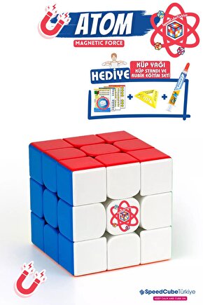 Atom 3x3 Profesyonel Manyetik Mıknatıslı Rubik Küp Akıl Küpü Zeka Küpü Speedcube Canlı Renkler
