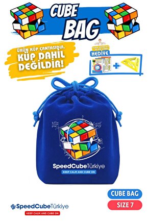 Rubik Zeka Küpü Çantası Kılıfı Kese Taşıma Koruma Çanta Bag Süet Kumaş - Size 7 - 14x16 Cm