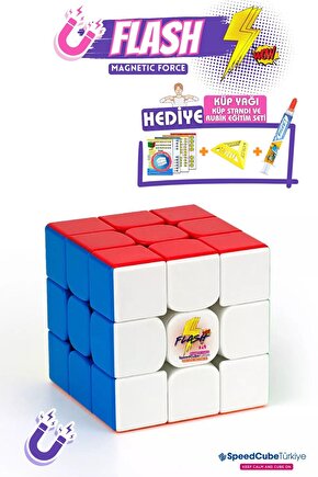 Flash 3x3 Profesyonel Manyetik Mıknatıslı Rubik Küp Akıl Küpü Zeka Küpü Speedcube Canlı Renkler