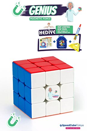 Genius 3x3 Profesyonel Manyetik Mıknatıslı Rubik Küp Akıl Küpü Zeka Küpü Speedcube Canlı Renkler