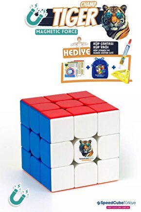 Magnetic Champ Tiger M 3x3 Profesyonel Manyetik Mıknatıslı Rubik Küp Akıl Küpü Zeka Küpü Speedcube