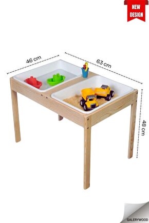 Montessori Duyu Aktivite Kum Ve Su Masası, Doğal Çam