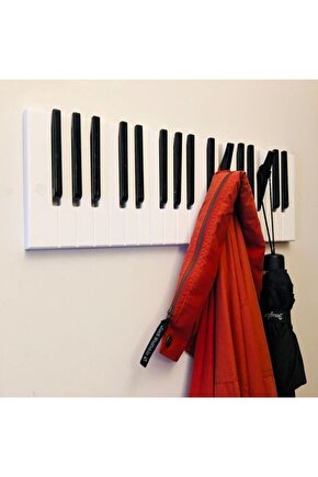 Dekoratif Ahşap 15tuşlu Piyano Elbise Askılık Enstrümantal Çok Amaçlı Duvar Çanta Piano Askı;15x55cm