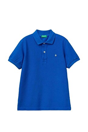 Erkek Çocuk Mavi Logolu Polo T-shirt