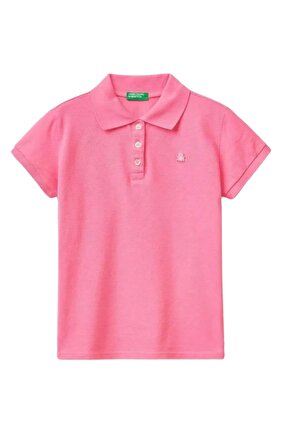 Kız Çocuk Pembe Logolu Pike Polo T-shirt