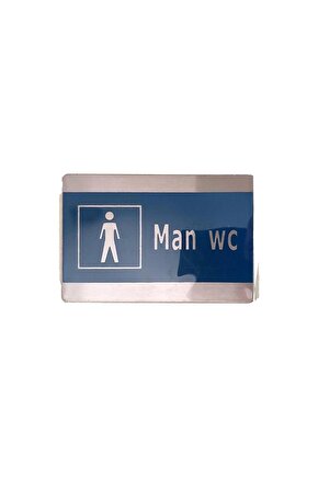 Paslanmaz Çelik Mavi Man WC Erkek Tuvalet Yönlendirme Levhası