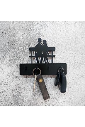Dekoratif Bankta Oturan Sevgili Duvar Askısı Anahtarlık
