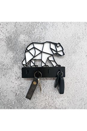 Dekoratif Geometrik Ayı Desen Duvar Askısı Anahtarlık