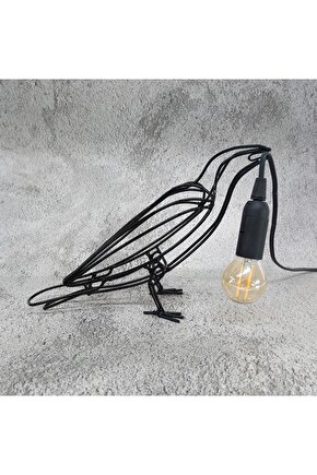 Metal El Yapımı Lamba Taşıyan Karga Metal Dekor Aplik