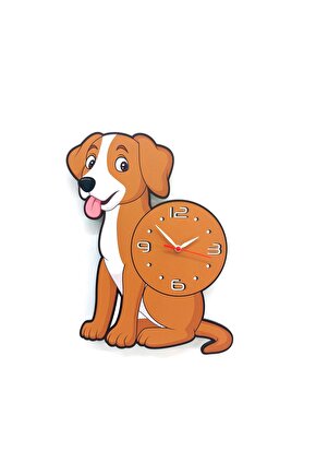 Sevimli Kahverengi Köpek Çocuk Odası Duvar Saati Dekor