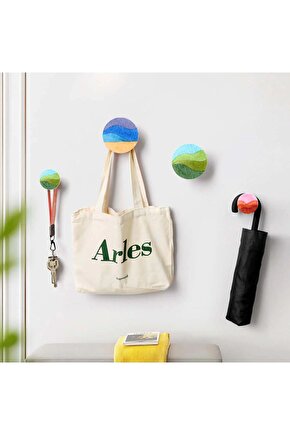 Dörtlü Yuvarlak Rengarenk Ev Ofis Hol Duvar Askılık