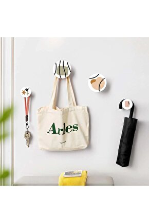 Dörtlü Yuvarlak Karışık Desenli Ev Ofis Hol Duvar Askılık
