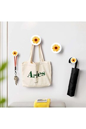 Dörtlü Yuvarlak Ayçiçeği Motif Ev Ofis Hol Duvar Askılık