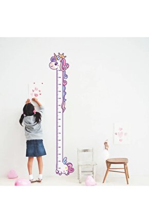 Sevimli Unicorn Ahşap Kaliteli Çocuk Odası Boy Ölçer Dekor