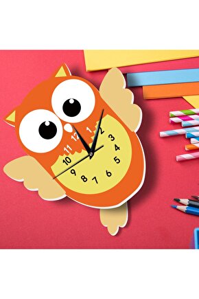 Ahşap Sallanan Sarkaçlı Baykuş Çocuk Odası Duvar Saati
