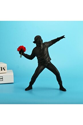 Banksy Çiçek Atan Adam Modern Biblo Ev Ofis Dekor Hediye