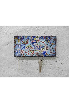 Dekoratif Ahşap Anahtarlık Askılık Çiçek Motif Döşeme