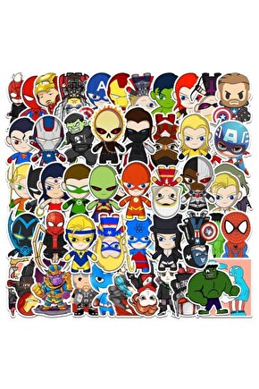 50 Adet Tekrarsız Anime Kahraman Kalite Pvc Sticker 03