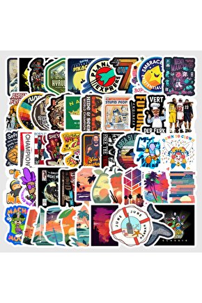 50 Adet Tekrarsız Seyahat Macera Kalite Pvc Sticker 06