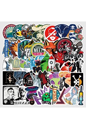 50 Adet Tekrarsız Karışık Retro Kalite Pvc Sticker 011