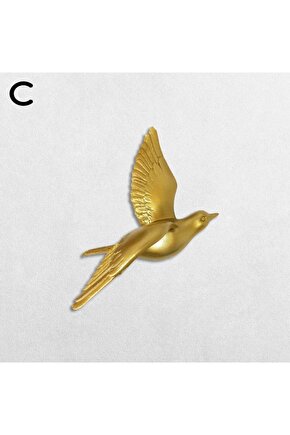 Dekoratif Üç Boyutlu Uçan Kuş Duvar Dekoru Model C Biblo