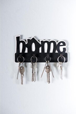 Dekoratif Home Yazılı Ahşap Anahtarlık Hol Anahtar Askı