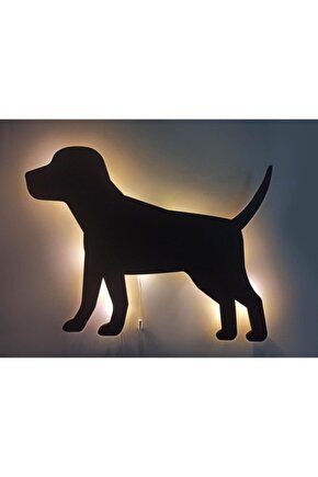 Yürüyen Köpek Led Işıklı Siyah Ahşap Tablo Duvar Dekor