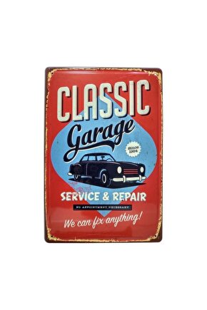 Classic Garage Temalı 20x30 Cm Metal Plaka Metal Tablo