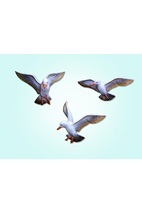 Dekoratif Üçlü Güvercin Duvar Süsü Üçlü Kuş Duvar Dekoru