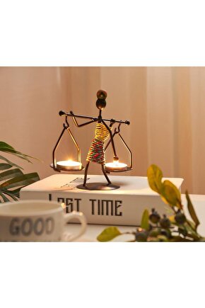 Afrikalı Kadın Temalı Ferforje Metal Tealight Mumluk Süs