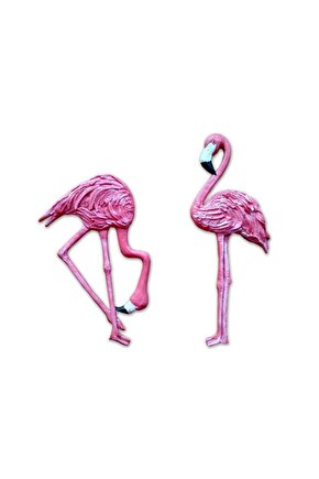 Pembe İkili Flamingo Duvar Süsü Ev Duvar Biblo Aksesuar