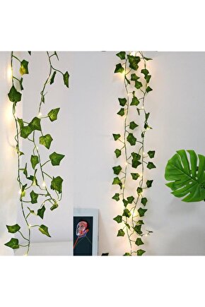 Dekoratif Büyük Yapraklı 2 Metre Sarmaşık Çiçek Led Işık