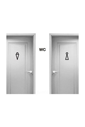 Modern Ahşap Erkek Kadın  Wc Tuvalet Kapı Yönlendirme Işareti