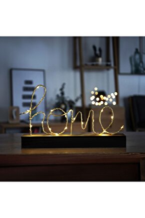 Ev Home Yazılı Pilli Led Işık Ev Dekor Aydınlatma Lamba