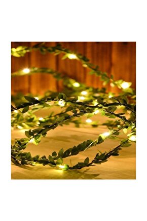 Yapay Yapraklı Yeşil Sarmaşık 3 Metre Peri Led Işık Süs