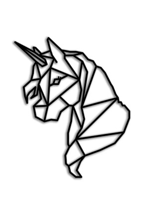 Dekoratif Geometrik Unicorn Ahşap Duvar Tablosu Duvar Süsü