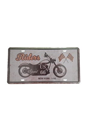 Retro Motosiklet Resimli Riders Kabartma Metal Plaka 15x30 cm