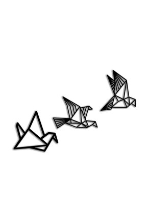 Dekoratif Origami Tarzı Modern Üçlü Ahşap Kuş Duvar Süsü Ahşap Tablo