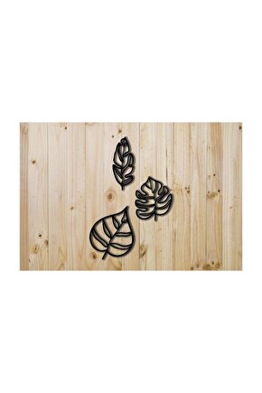 Dekoratif Üçlü Ahşap Yaprak Modern Duvar Süsü Ahşap Tablo