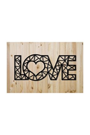 Dekoratif Modern Siyah Büyük Ahşap Love Yazısı Tablo Aşk