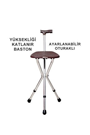 WİTRA OTURAKLI BASTON TABURE YÜKSEKLİK AYARLI İTHAL HAFİF GENİŞ OTURMA YERİ