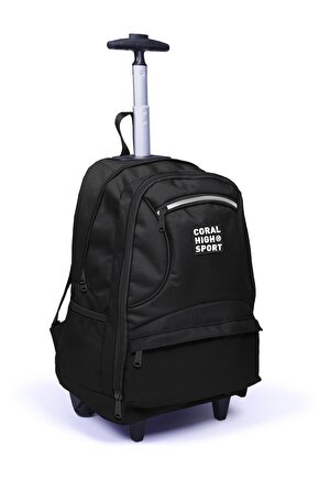 Coral High Sport Siyah Dört Bölmeli USB’li Çekçekli Sırt Çantası 