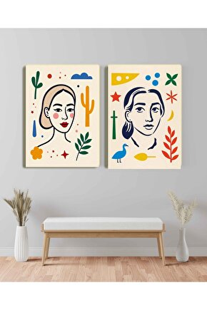 Matisse - Sanat - Soyut - Doğa - Ev - Yaşam ( 2 Li Çerçevesiz ) Poster - Afiş - Tablo NNHT267