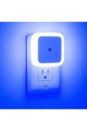 Fotoselli Led Gece Lambası, Mavi Renk Sensörlü Gece Lambası, 1 Watt Mavi Renk Led Gece Lambası