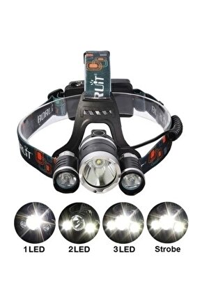 T6 Kafa Feneri 5000 Lumens 3xcree Xm-t6+2r5 Lamba Led Kamp Lambası