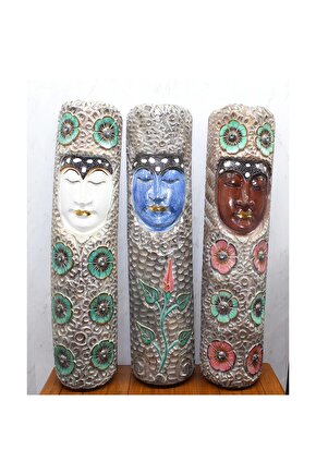 Ahşap Duvara Asmalı Buda Maske 1.metre