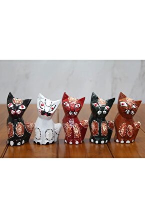 Ahşap 5li Kedi Seti Polos:9