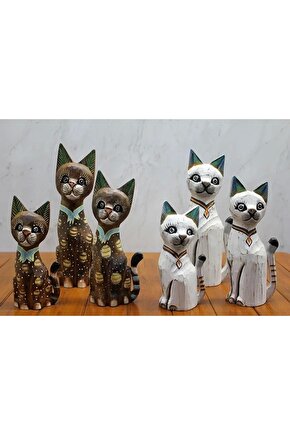Ahşap 3lü Kedi Seti 30 Cm Okas:2